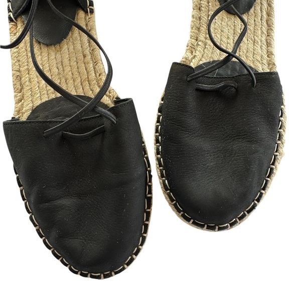 Eileen Fisher Lace Suede Espadrille In Black Leather Women’s Size 7 US/ 37.5 EU - Picture 3 of 6